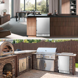 Velivi 24 Inch Beverage Refrigerator Outdoor, Under Counter Beverage Cooler for Patio, Built-in Drink Fridge 210 Cans, with Stainless Steel Door for Soda, Beer, Wine Velivi