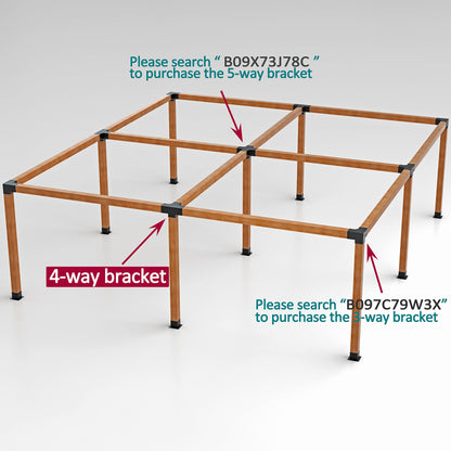 Antsky 2 Pack Stainless Steel 4-Way Right Angle Corner Bracket with Screws for 4×4(Actual Size: 3.5×3.5inch) Wood Beams, Pergola/Gazebo Kit