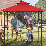 Tangkula 8x5 Ft Grill Gazebo, Double Tiered Outdoor BBQ Gazebo with 2 Side Shelves, 5 Hooks, Bottle Opener, Barbecue Grill Gazebo Shelter for Patio, Garden, Beach, Backyard (Wine) Tangkula