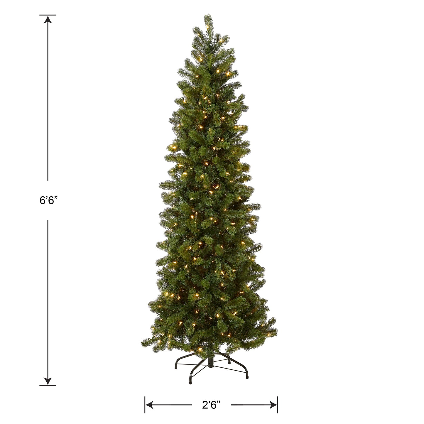 National Tree Company Pre-Lit 'Feel Real' Artificial Slim Downswept Christmas Tree, Green, Douglas Fir, Dual Color LED Lights, Includes PowerConnect and Stand, 6.5 feet