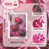 AIBOERL Cherry Diamond Art Kits for Adults,Cherry 5D Diamond Painting Kits for Adults Beginners,DIY Full Round Drill Diamond Dot Painting Gem Art Kits for Adult, Home Wall Decor 12x16Inch AIBOERL