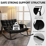 lavimiya Rocking Papasan Chair, Indoor Outdoor Patio Rocking Chairs, Double Papasan Chair with Cushion, Oversized Modern Rocker Chairs for Living Room, Bedroom, Porch, Garden Black lavimiya