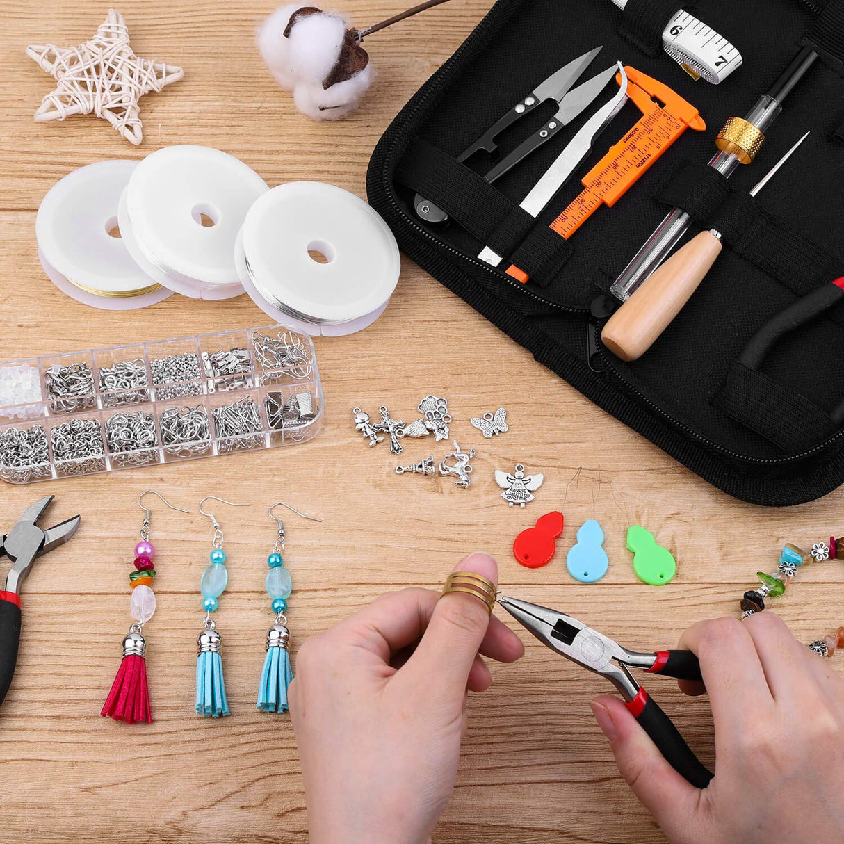 Audab Jewelry Making Kit with Tools, Wires, Charms and Findings for Jewelry Making and Repair Audab