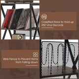 Giantex Record Player Stand, Vinyl Record Storage Table w/ 3 M-shaped Dividers & 4 Rolling Wheels, Turntable Stand Holds Up to 250 Albums for Living Room, Office, Rustic Brown Giantex