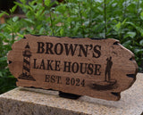 Personalized Cabin Sign - Rustic Wood Welcome Sign for Outdoor, Home Wall Decor,Farmhouse Decor, Custom Backyard Sign,Carved wood sign.3D Carving Wood Sign. EXUNART