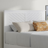 ComfIQ Serene Farmhouse Style Wood Bed in Full Size with Chevron Scoring Headboard, Coastal Modern Design, Sturdy, Easy Assembly, Ample Underbed Storage, White Finish ComfIQ