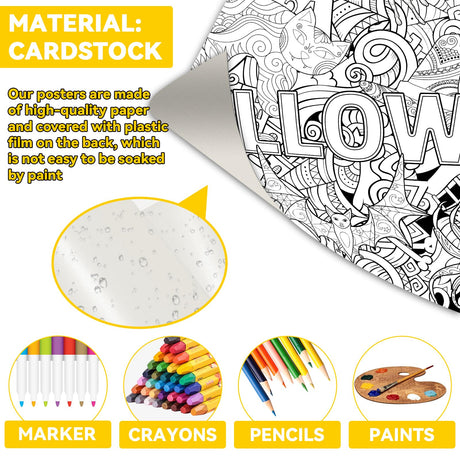 ZOIIWA Halloween Giant Mandala Coloring Posters for Kids Adult Halloween DIY Drawing Coloring Tablecloth Mandala Holiday Coloring Poster for Home School Wall Decor Drawing Games DIY Painting Crafts ZOIIWA