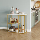 WOHOMO Console Table, Small Entryway Table with Storage Shelves 12'' Narrow Sofa Table Modern Hallway Table for Living Room 31.5" x12''x31.5'' White and Gold WOHOMO