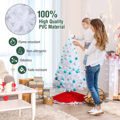 COSTWAY 5Ft-Artificial-PVC-Christmas-Tree-W-Stand-Holiday-Season-Indoor-Outdoor-White