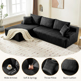 Cloud Couch with L-Shape Chaise 106 in Modern Sectional Modular Sofa with Deep Seat Corduroy Upholstered Boneless Couches for Living Room No Assembly Required Black GarveeLife