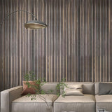 Acoustic 3D Panels for Interior Wall and Ceiling Decor, Soundproof Wood Accent Slat Fluted Noise Absorbing Panels Decorative for Bathroom, Bedroom, Smoked Oak Wood Veneer, 94.5" X 23.6" Each Box Kieacia