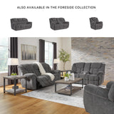 Signature Design by Ashley Foreside Contemporary Stain Resistant Manual Double Reclining Loveseat with Console, Storage and Cup Holders, Gray Signature Design by Ashley