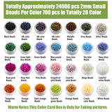Ybxjges 24000Pcs 2mm Glass Seed Beads Kit, with 28 Colors Small Beads Kit for Girls,Women and Adults,Bracelets, Necklaces,Earring,Jewelry Making Supplies Ybxjges