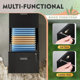 DEVAISE 4 Drawer File Cabinet with Lock, Vertical Filing Cabinet for A4/Letter Size Files, Wood Storage Cabinet for Home Office, Black DEVAISE