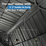 SHPAI 12’ x 20’ Hardtop Gazebo, Outdoor Aluminum Gazebo with Galvanized Steel Double Roof Canopy, Outdoor Permanent Metal Pavilion with Curtains and Netting for Patio, Backyard and Lawn, Dark Grey SHPAI