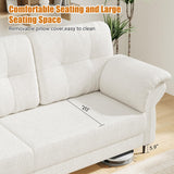 GarveeHome 83.5" Sofa for Living Room,Modern Sofa Couch- 3 Seater Sofa with Removable Pillows,Comfy Sofa Couch with Wide Seats,Teddy Fleece Sofa,Couch for Living Room Apartment Lounge,White GarveeHome