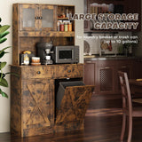 Redlife Double Tilt Out Trash Cabinet with Storage, 20 Gallon Double Tilt Out Laundry Hamper Cabinet, 67" Dual Hidden Garbage Cabinet Two Drawers, Kitchen Cabinet with Trash Can Storage (Rustic Brown) Redlifeᅟᅠ