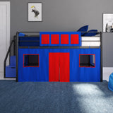 DHP Curtain Set for Kid's Loft Bed, Washable and Removable, Blue and Red DHP