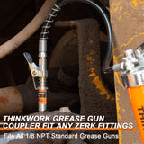 THINKWORK Grease Gun Coupler Set, Strong Lock on Greases Gun Couplers with 90° Grease Coupler Adaptor,12000 PSI Quick Release Grease Coupler Compatible with All Grease Guns 1/8" NPT Grease Gun Fitting THINKWORK