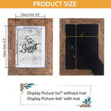 Califortree Rustic Brown 5x7 Picture Frame - Display Photos 4x6 with Mat or 5x7 Without Mat - HD Glass Inside, Wall and Tabletop - Set of 2 Califortree