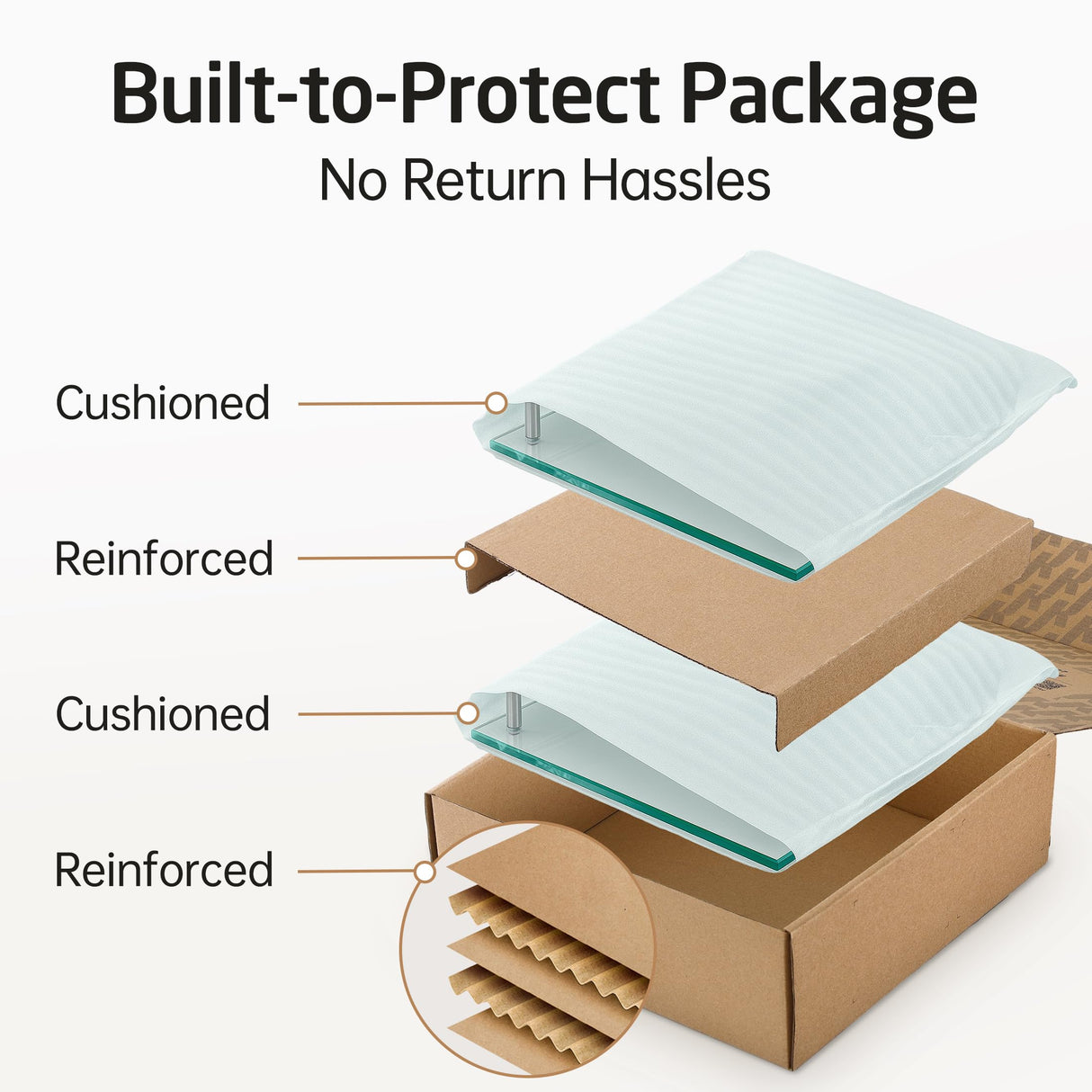 KES Glass Corner Shelf for Bathroom Corner Shelf 2 Pack Tempered Glass Shelf with Rail SUS 304 Stainless Steel Wall Mounted Brushed Finish, BGS2101A-2-P2 KES