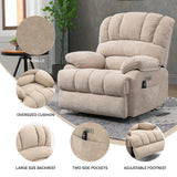 Large Power Lift Recliner Chair with Massage and Heat for Elderly, Ergonomic Backrest, Infinite Adjust, 2 Side Pockets,USB and Type-C Ports, Chenille Beige Luxlen