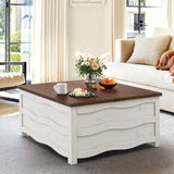 Cozyman 35.6" Lift Top Coffee Table with Storage, Farmhouse Coffee Table for Living Room with Large Hidden Storage Compartment, Wood Square Center Coffee Tables with Flexible Hinged Lift Top, White Cozyman