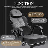 MEENICE Ergonomic Gaming Chair with Pocket Spring Cushion and Breathable Leather, Cooling Gel and Massage Lumbar Support, Adjustable High Back Office Chair for Adults and Kids - Supports up to 300LBS MEENICE