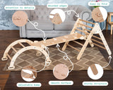 Woodandhearts Indoor Playground: Montessori Climbing Set - Pikler Triangle - Toddler Jungle Gym - Climbing Toys for Toddlers 1-3 Inside Wood And Hearts