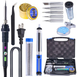 YIHUA 947-III 60W Soldering Iron Kit Adjustable Temperature with Sticky Holder, Tip Cleaner, Cleaning Sponge Power Switch, Operation Indicator, Portable Soldering Kit YIHUA