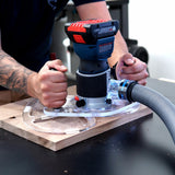 WOOD GRAIN JUNKIE TrimFit Pro DUAL GRIP Router Base Plate, Pre-Drilled for Bosch Colt 18V Cordless Compact Router GKF18V-25 Wood Grain Junkie