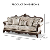 Furniture of America Adelaide Traditional Upholstered Sofa Set with Rolled Armrests, Wooden Loveseat and Comfortable Couch for Living Room, Office, 2-Piece Set, Dark Cherry/Beige Furniture of America