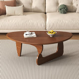 Wood Coffee Table, Mid Century Modern Triangle Coffee Table for Living Room, Rustic Solid Wood Legs and Tabletop, Farmhouse Walnut Accent Center Table for Small Spaces DESYIFO
