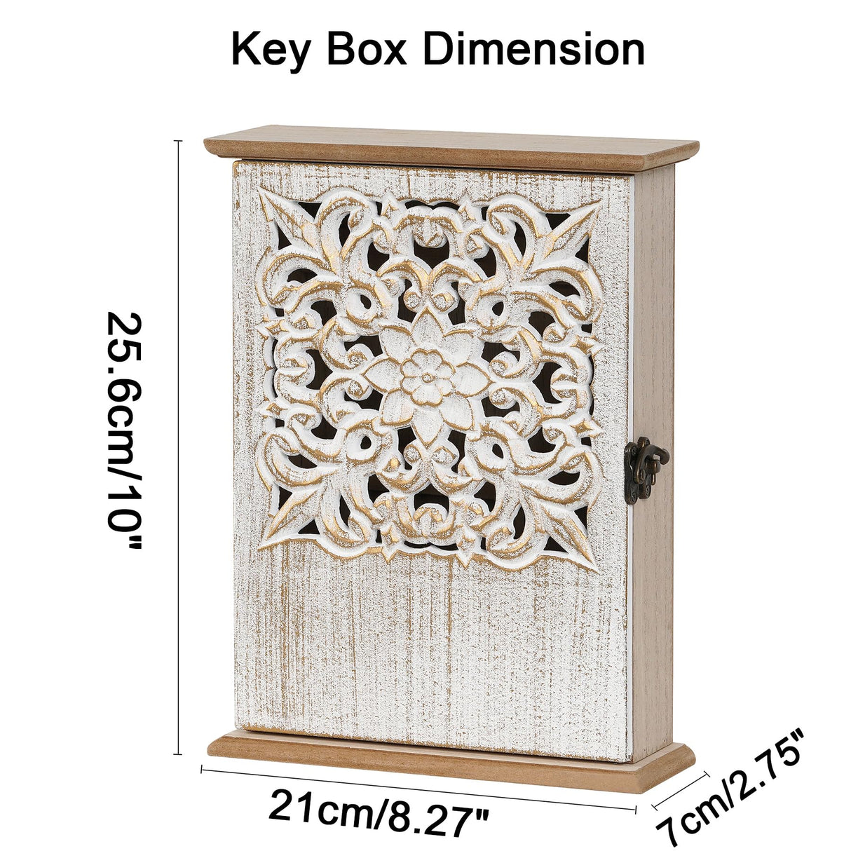 AHUONEL Key Holder for Wall Decorative Key Box Key Cabinet, Wooden Key Hooks Wall Mounted Key Hangers Rustic Key Rack with 6 Key Hooks for Home Office Entryway, Christmas Housewarming Gift AHUONEL