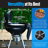 SnS Grills Patented Slow ‘N Sear® Kettle Grill with Deluxe Insert and Easy Spin Grate for Two-Zone Charcoal Grill Cooking, Low ‘N Slow Smoking and BBQing - Black 22-Inch Slow 'N Sear
