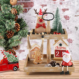 Tiered Tray Stand, Rustic Wooden 2 Tier Decorative Tray with Bead Garland, Farmhouse Square Wood Serving Tray Counter Centerpiece for Coffee Bar Home Decor Thanksgiving Housewarming Gifts (Brown) SYNCVIBE