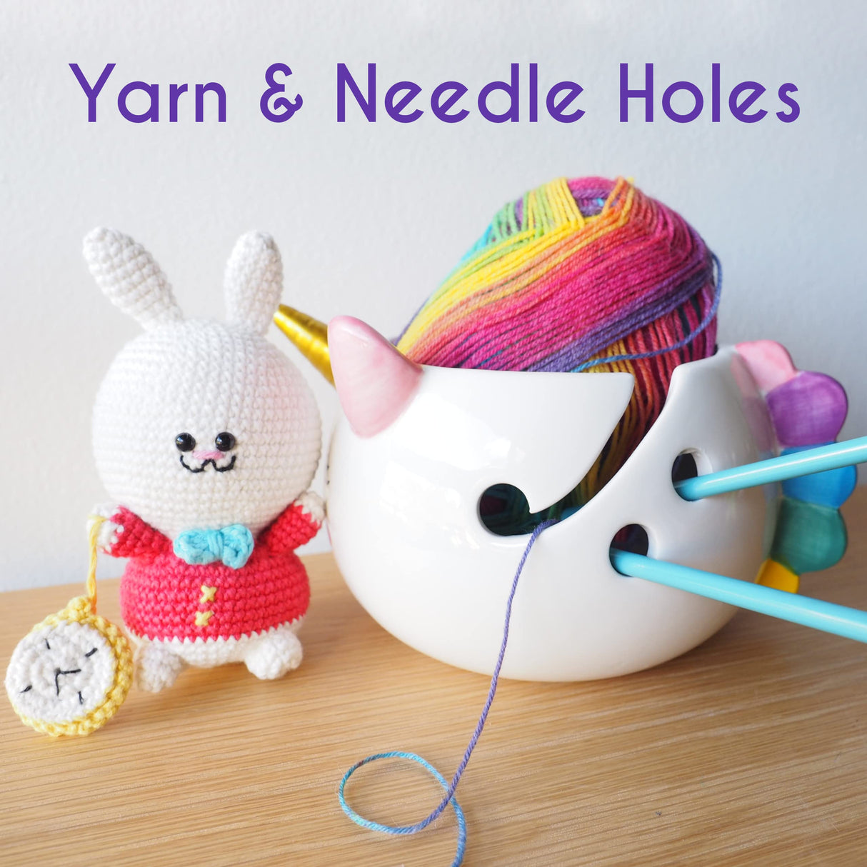 Unicorn Yarn Bowl for Knitting - Cute Ceramic Knitting Bowl Extra Large - Ceramic Yarn Bowl Crochet Accessories Yarn Holder Storage Gift for Knitters Funny Evovee