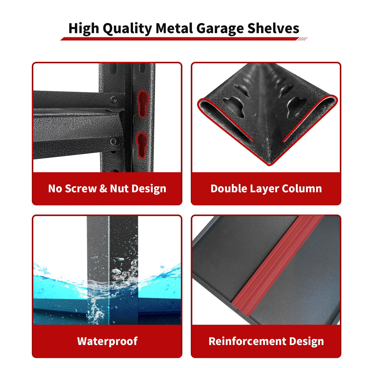 ZLBRDS 72" H Garage Shelving, 2500LBS Heavy Duty Shelving, Adjustable 5 Tier Metal Garage Storage Shelves, Storage Shelves for Industrial, Warehouse, Basement ZLBRDS