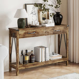 ChooChoo 47'' Farmhouse Console Table with Drawer, Entryway Table with Storage Shelf, Rustic A-Design Sofa Table for Hallway, Entrance, Living Room, Rustic Brown ChooChoo