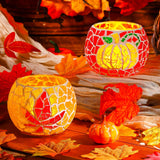 Sunnychicc 2 Set Glass Mosaic Candle Holder Kit Include Tea Light Holder, Glass Mosaic Tiles DIY Crafts Creativity Handmade Artwork for Adults Home Lighting Decor(Autumn Theme) Sunnychicc