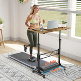 HOMIDEC Standing Desk, 32 Inch Portable Small Desk Adjustable Height, Rolling Home Office Desks with Wheels, Sit Stand Desk for Bedroom Walking Pad Home Office Small Space, Rustic HOMIDEC