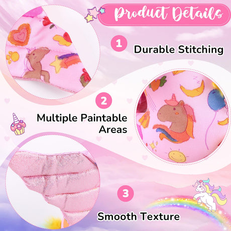 Realspring 11" Coloring Unicorn Plush Toy with 12 Washable Marker for Little Girl DIY Coloring Unicorn Stuffed Animal Toy Soft Doodle Doll Art and Craft Painting for Kid Back to School Birthday Gift Realspring