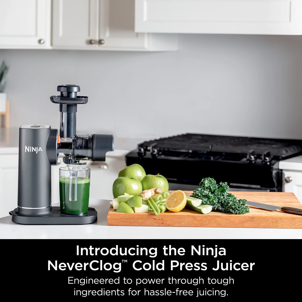 Ninja JC151 NeverClog Cold Press Juicer, Powerful Slow Juicer with Total Pulp Control, Countertop, Electric, 2 Pulp Functions, Dishwasher Safe, 2nd Generation, Charcoal Ninja