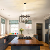 Klgxnrd 6-Light Modern Farmhouse Black Chandeliers for Entryway, Geometric Pendant Lights Kitchen Island, Hanging Industrial Metal Chandelier for Stairway Foyer Hallway Dining Room Klgxnrd