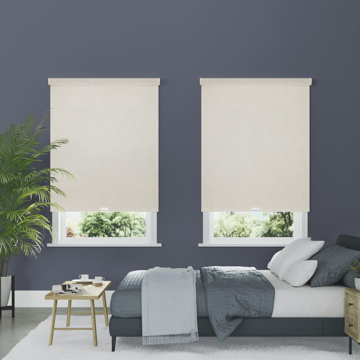 Lumino 100% Blackout Roller Shades for Windows - 23" W x 72" L - Sand, Over 2,000 Custom Sizes, Cordless, Dual Layer Fabric for Advanced Light Blockage, Thermal Insulated Privacy Blinds Lumino
