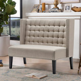 46" Small Modern Loveseat Settee Sofa 2-Seat Sofa Couch Tufted Love Seat Dining Bench with Nail Head Trim Back Banquette Sofas for Living Room Small Space Entryway Hallway Khaki Tongli