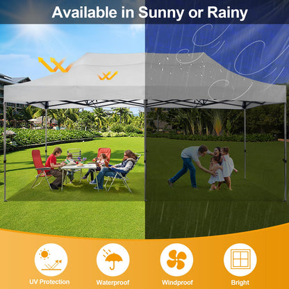 COBIZI 10x20 Pop Up Canopy without Sidewall,Heavy Duty Canopy UPF 50+ All Season Wind Waterproof Commercial Outdoor Wedding Party Tents for Parties Canopy Gazebo with Roller Bag(10 x 20 ft Wh - WoodArtSupply