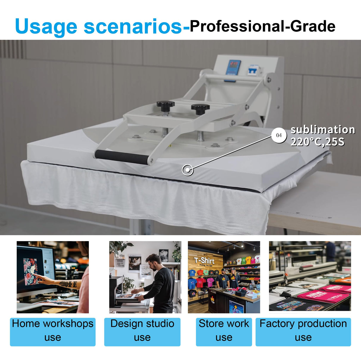 ZJBFXY88 24x32 Large Format Manual Heat Press Machine, Single Platen, Double Pressure Rods, 110V, 4500W (No Plug) (Grey, 24 x 32'' (60 x 80cm)) ZJBFXY88