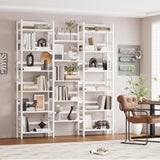 Bamjoy Bamboo Bookshelf, Triple 6-Tier White Bookshelf, Large Bookcase with 17 Open Display Shelves, Tall Book Shelf Storage Rack for Home Office, 71.5” H Bamjoy