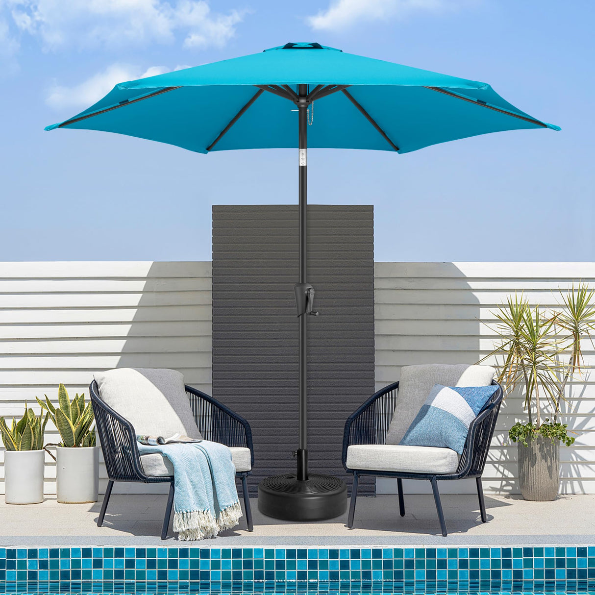 AckMizz 7.5ft Outdoor Patio Umbrella - Table Umbrella Waterprool UV Protection, Sombrillas de Patio with Push Button Tilt&Crank, Sun Umbrella for Pool, Porch, Garden, Deck, Backyard(Sky Blue) AckMizz